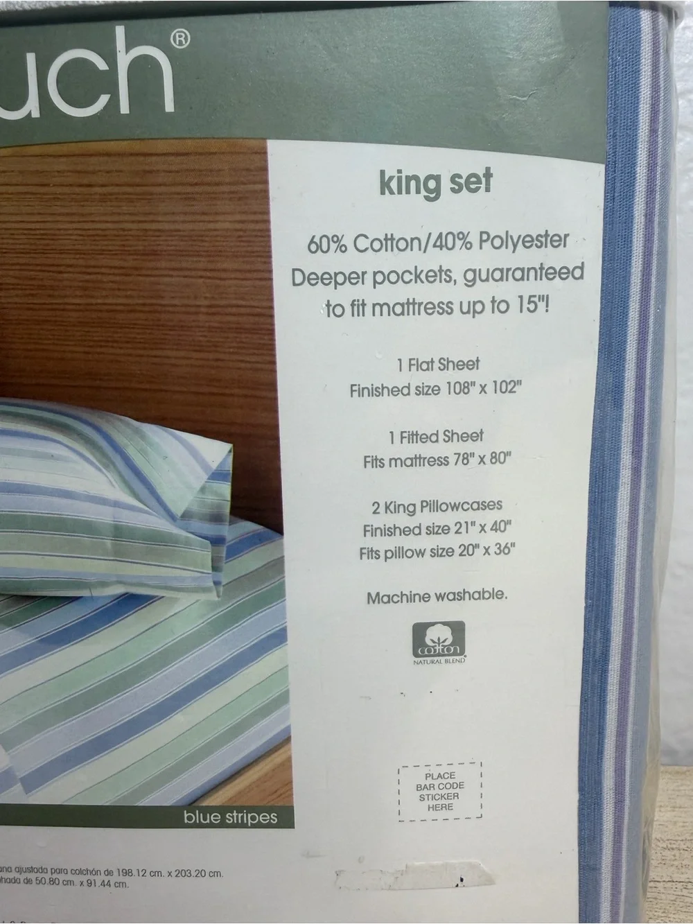 NWT JCPenney King Sheet Set 4 PC Bed Sheets Vintage Striped Bedding New
